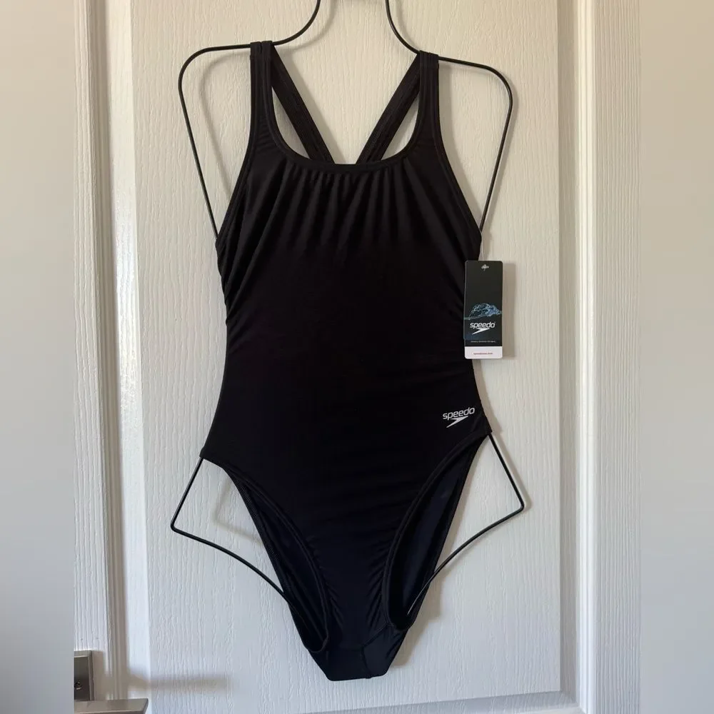 Speedo Women's Swimsuit One Piece ProLT Super Pro Solid Black Adult 6 / 32 NWT